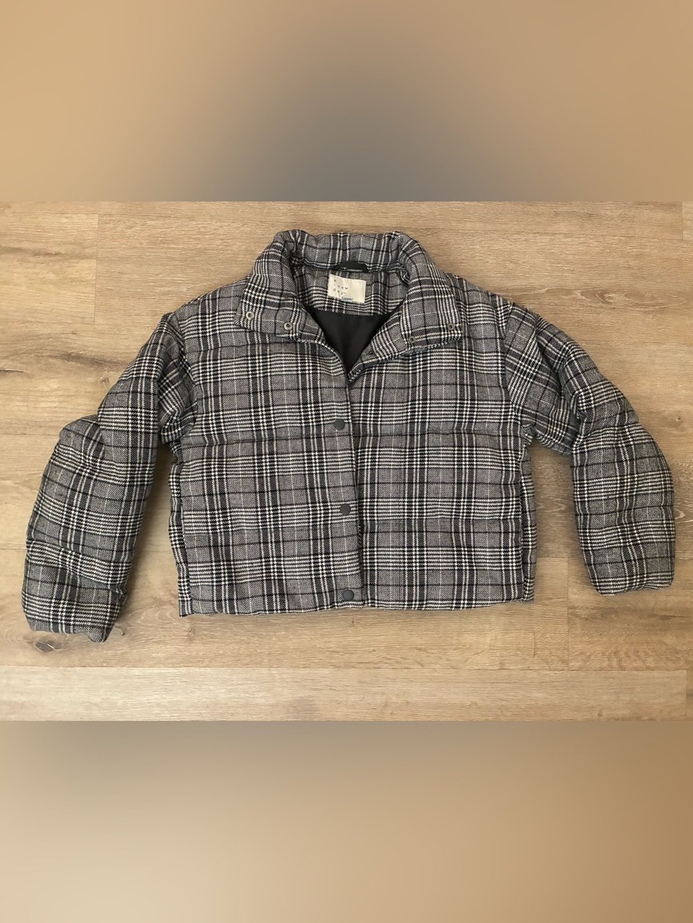 A new day Black and Gray Plaid Lined Jacket
